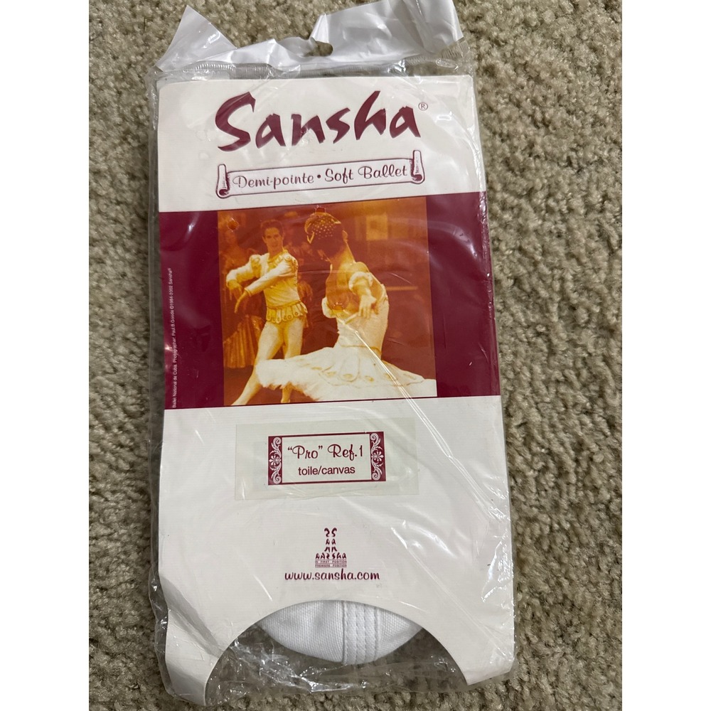 Sansha Pro Ref.1 White Canvas Demi-Pointe Soft Ballet Shoes S1C Size 7 M